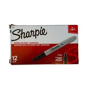 SHARPIE Black Permanent Markers, Fine Point (12 Count) Office Supplies